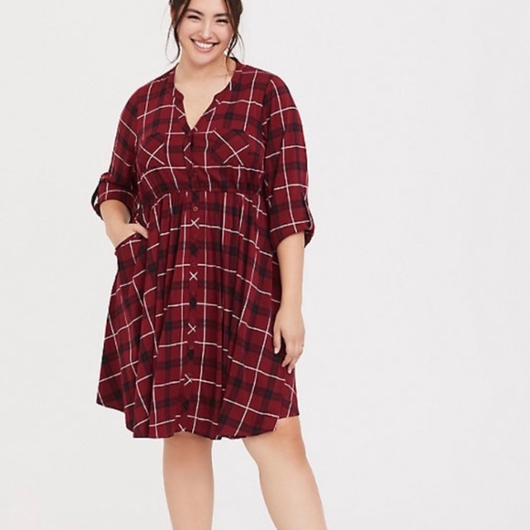 plus size plaid shirt dress